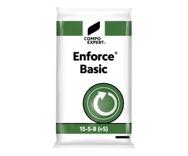 Sac d'engrais gazon Enforce Basic 15-5-8 pour pelouse, nutrition équilibrée pour un gazon dense et résistant.